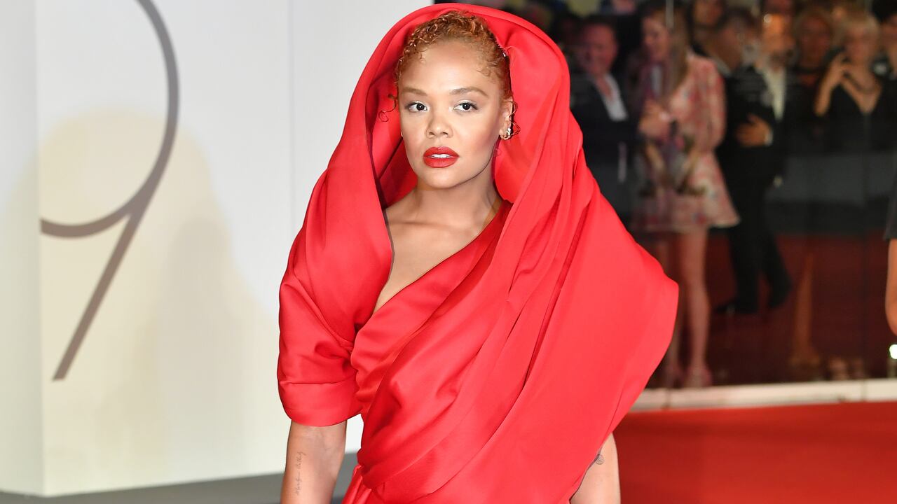 VENICE, ITALY - SEPTEMBER 01: Tessa Thompson attends the "Bardo" red carpet at the 79th Venice International Film Festival on September 01, 2022 in Venice, Italy. (Photo by Dominique Charriau/WireImage)
