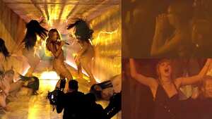 Taylor Swift disfrutando el show de Shakira en los MTV VMAs 2023