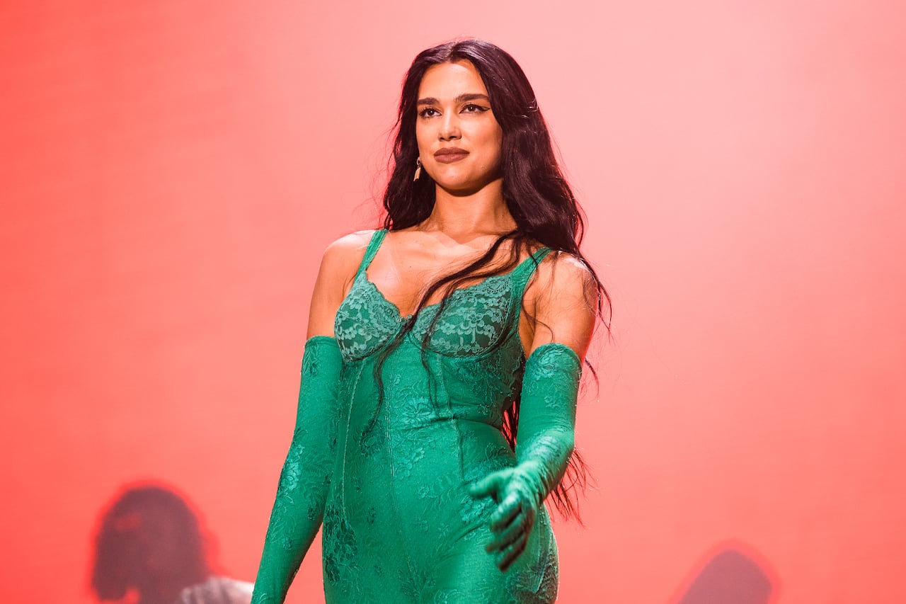 SAO PAULO, BRAZIL - SEPTEMBER 8: Singer Dua Lipa performs live on stage during the Future Nostalgia Tour at Distrito Anhembi on September 8, 2022 in Sao Paulo, Brazil. (Photo by Mauricio Santana/Getty Images)