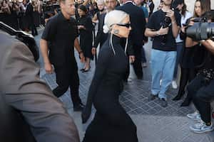 Kim Kardashian arrives at Balenciaga on July 06, 2022 in Paris, France. (Photo by Marc Piasecki/Getty Images For Balenciaga)