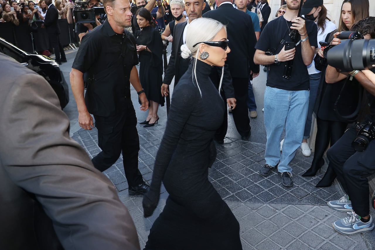 Kim Kardashian arrives at Balenciaga on July 06, 2022 in Paris, France. (Photo by Marc Piasecki/Getty Images For Balenciaga)