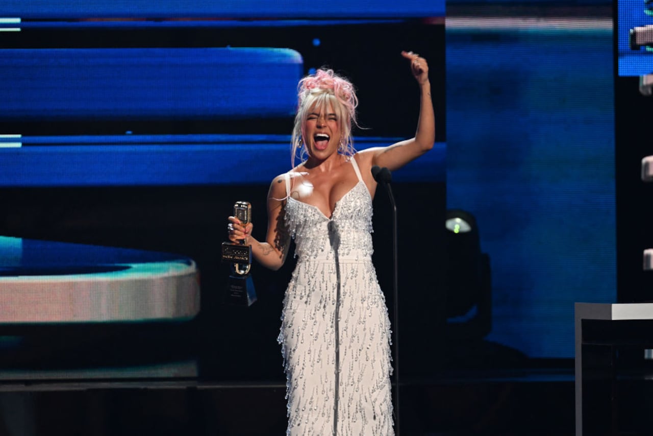 CORAL GABLES, FLORIDA - OCTOBER 05: Karol G speaks onstage during the 2023 Billboard Latin Music Awards at Watsco Center on October 05, 2023 in Coral Gables, Florida. (Photo by Jason Koerner/Getty Images)