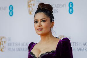 LONDON, ENGLAND - MARCH 13: Salma Hayek attends the EE British Academy Film Awards 2022 at Royal Albert Hall on March 13, 2022 in London, England. (Photo by Tristan Fewings/Getty Images)